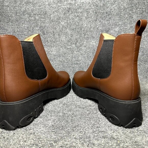 Coach Reid CM588 Women's US 11B Bootie Walnut Leather Round Toe Chelsea Boots - Picture 5 of 10